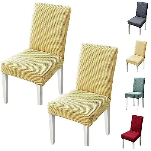 Set of 1/2/4/6 Thickened Plaid Stretch Pattern Chair Cover Removable Washable Seat Cover Modern Style Minimalist Style Dining Chair Protector for Dining Room, Bedroom, Hotel,Grey 4pcs(Beige 2pcs) von ouxei