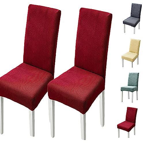 Set of 1/2/4/6 Thickened Plaid Stretch Pattern Chair Cover Removable Washable Seat Cover Modern Style Minimalist Style Dining Chair Protector for Dining Room, Bedroom, Hotel,Grey 4pcs(Beige 4pcs) von ouxei