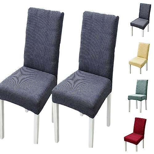 Set of 1/2/4/6 Thickened Plaid Stretch Pattern Chair Cover Removable Washable Seat Cover Modern Style Minimalist Style Dining Chair Protector for Dining Room, Bedroom, Hotel,Grey 4pcs(Grey 1pcs) von ouxei