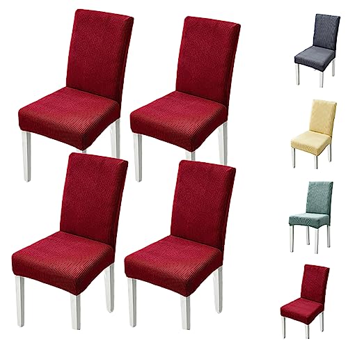 Set of 1/2/4/6 Thickened Plaid Stretch Pattern Chair Cover Removable Washable Seat Cover Modern Style Minimalist Style Dining Chair Protector for Dining Room, Bedroom, Hotel,Grey 4pcs(Grey 2pcs) von ouxei