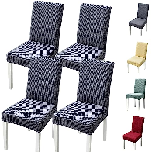 Set of 1/2/4/6 Thickened Plaid Stretch Pattern Chair Cover Removable Washable Seat Cover Modern Style Minimalist Style Dining Chair Protector for Dining Room, Bedroom, Hotel,Grey 4pcs(Red 4pcs) von ouxei