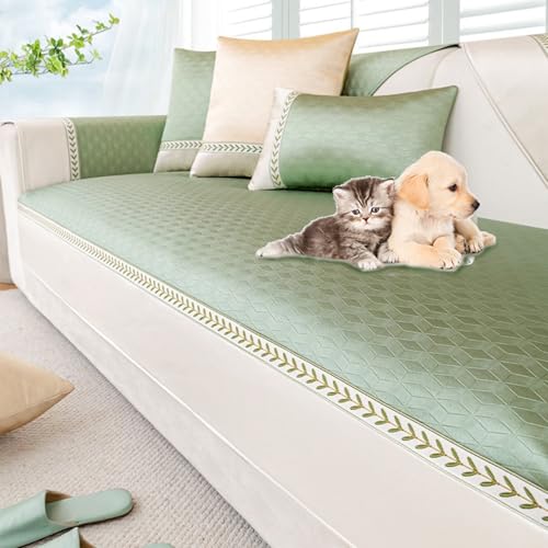 Sommer Neue Kühlende EIS Couch Abdeckung Für 3-Kissen Sofa, Anti-Rutsch, Waschbar, 1-4 Sitzer, Elegant(Green,70 * 180CM) von ouxei