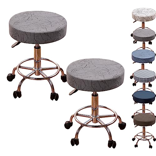 Verdickte Barhockerbezüge, 1er-/2er-/4er-Set, Runde Schonbezüge Für Drehbare, Anhebbare Hocker, Bar-Barbershop(Grey 2pcs,Medium) von ouxei