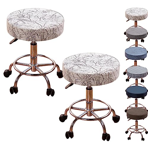 Verdickte Barhockerbezüge, 1er-/2er-/4er-Set, Runde Schonbezüge Für Drehbare, Anhebbare Hocker, Bar-Barbershop(Marble 2pcs,Medium) von ouxei