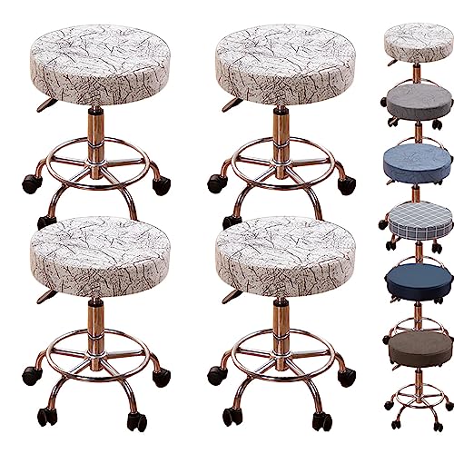 Verdickte Barhockerbezüge, 1er-/2er-/4er-Set, Runde Schonbezüge Für Drehbare, Anhebbare Hocker, Bar-Barbershop(Marble 4pcs,Large) von ouxei