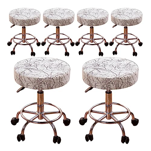 Verdickte Barhockerbezüge, 1er-/2er-/4er-Set, Runde Schonbezüge Für Drehbare, Anhebbare Hocker, Bar-Barbershop(Marble 6pcs,Medium) von ouxei