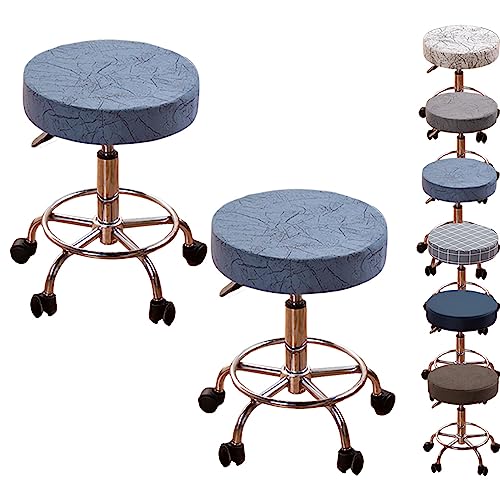 Verdickte Runde Barhockerbezüge, 1-6er-Set – Elastische Schonbezüge Für Drehbare, Hochhebbare Hocker In Bars/Barbershops(Blue 2pcs,X-Large) von ouxei