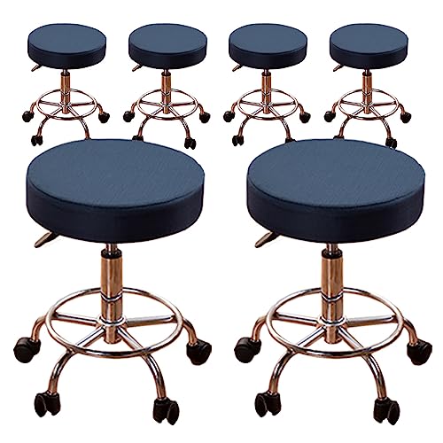 Verdickte Runde Barhockerbezüge, 1-6er-Set – Elastische Schonbezüge Für Drehbare, Hochhebbare Hocker In Bars/Barbershops(Dblue 6pcs,X-Large) von ouxei
