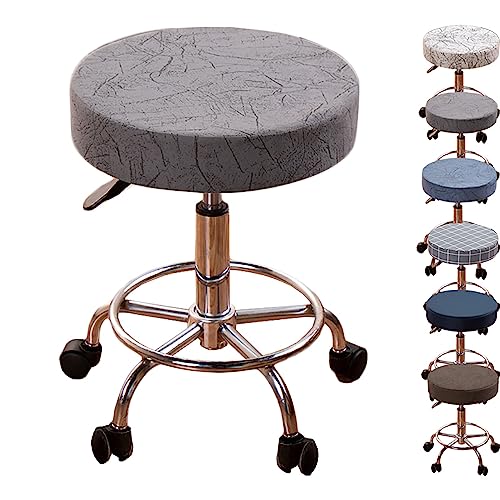 Verdicktes Rundes Barhocker-Stuhlbezug-Set (1/2/4/6 Stück) - Elastischer Schonbezug Für Drehbare, Anhebbare Hocker In Bars/Barbershops(Grey 1pcs,Medium) von ouxei