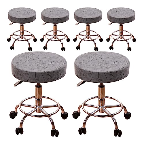 Verdicktes Rundes Barhocker-Stuhlbezug-Set (1/2/4/6 Stück) - Elastischer Schonbezug Für Drehbare, Anhebbare Hocker In Bars/Barbershops(Grey 6pcs,Large) von ouxei