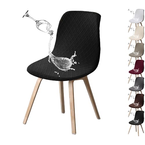 Waterproof Fabric Shell Chair Covers 1/2/4/6 Pack Mid Century Modern Chair Covers Dining Chair Slipcover Lounge Armless Chair Protector Covers for Kitchen Dining Living Room(Black 1pcs) von ouxei