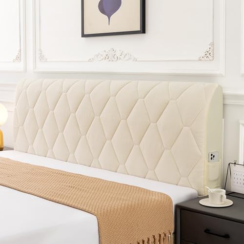 Weiche Samt-Kopfteilbezüge - Verdicken Sie Staubdichte Schonbezüge Für Full Queen Cal King-Kopfteile Universal(Beige,180cm(70.9in)) von ouxei