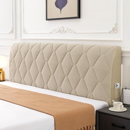 Weiche Samt-Kopfteilbezüge - Verdicken Sie Staubdichte Schonbezüge Für Full Queen Cal King-Kopfteile Universal(Khaki,200cm(78.7in)) von ouxei