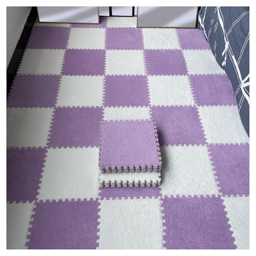 ouxei 12 Stück 12" X 12" X 1cm Weiche Plüsch-Fußmatten Aus Ineinandergreifendem Schaumstoff Für Die Inneneinrichtung(Purple White) von ouxei