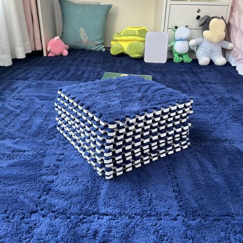 ouxei 12 Stück 12" X 12" X 1cm Weiche Plüsch-Fußmatten Aus Ineinandergreifendem Schaumstoff Mit Rändern Für Spielzimmer Und Fitnessstudio(Navy) von ouxei