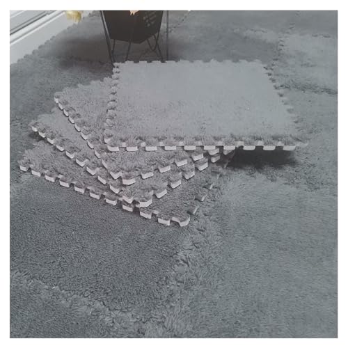 ouxei 20 Stück 11,8" X 11,8" X 1cm Weiche Plüsch-Fußmatten Aus Ineinandergreifendem Schaumstoff Mit Rändern Für Die Heimdekoration(Light Gray) von ouxei