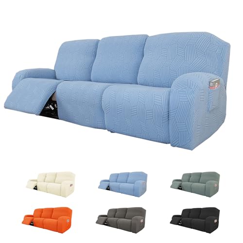 ouxei 2024 Liegesofa-Bezug, 1/2/3-Sitzer, Stretch, All-Inclusive, Waschbar, Für Alle Jahreszeiten(Blue,1seat/4Pieces) von ouxei