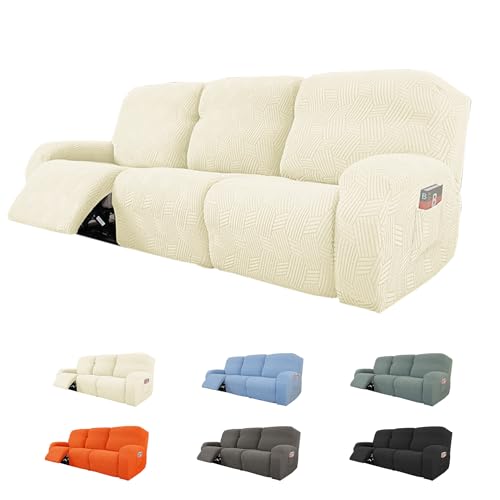ouxei 2024 Liegesofa-Bezug, 1/2/3-Sitzer, Stretch, All-Inclusive, Waschbar, Für Alle Jahreszeiten(Cream,3seats/8Pieces) von ouxei