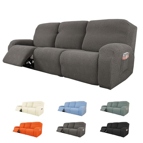 ouxei 2024 Liegesofa-Bezug, 1/2/3-Sitzer, Stretch, All-Inclusive, Waschbar, Für Alle Jahreszeiten(Grey,1seat/4Pieces) von ouxei