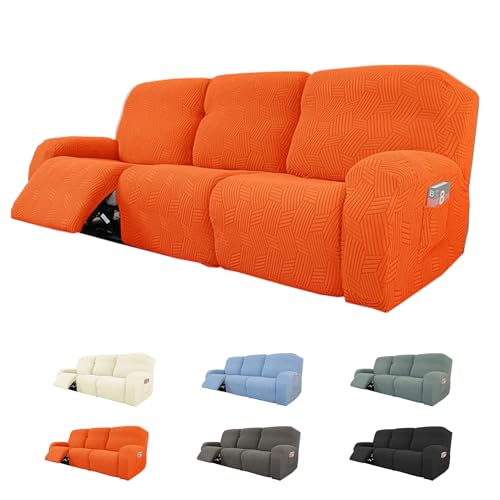 ouxei 2024 Liegesofa-Bezug, 1/2/3-Sitzer, Stretch, All-Inclusive, Waschbar, Für Alle Jahreszeiten(Orange,2seats/6Pieces) von ouxei