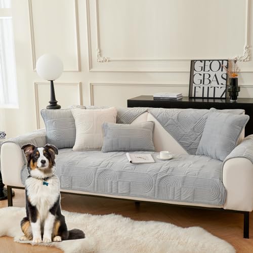 ouxei 2024 Neuer Einfarbiger Sofabezug – rutschfest, Waschbar Für 2/3/4 Kissen Und L-förmige Sofas, Haustierfreundlich(Grey,Pillowcase30*50cm) von ouxei
