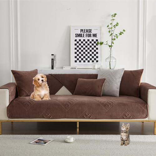 ouxei 2024 Simple Couchbezug Für 1-4 Sitzer In L-Form – Universell, Waschbar, Schutz Für Haustiermöbel(Brown,90 * 120cm) von ouxei