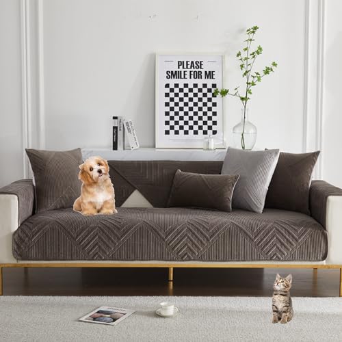 ouxei 2024 Simple Couchbezug Für 1-4 Sitzer In L-Form – Universell, Waschbar, Schutz Für Haustiermöbel(Dgrey,90 * 180cm) von ouxei