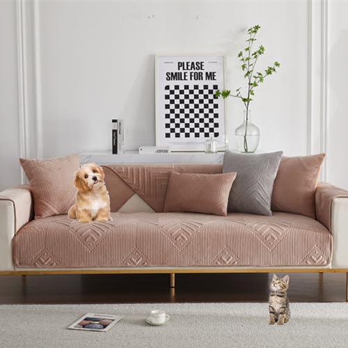 ouxei 2024 Simple Universal-Sofabezüge – 1/2/3/4-Sitzer, L-Form, Waschbar, Hundefreundlich(Khaki,Pillowcase45*45cm) von ouxei