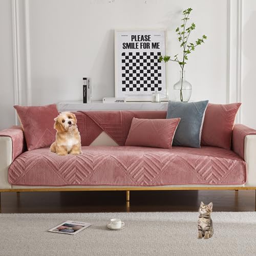 ouxei 2024 Simple Universal-Sofabezüge – 1/2/3/4-Sitzer, L-Form, Waschbar, Hundefreundlich(Pink,110 * 110cm) von ouxei
