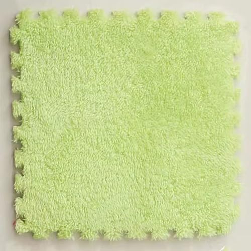 ouxei 24 Stück Plüsch-Fußmatten Aus Ineinandergreifendem Schaumstoff, 30,5 X 30,5 X 1 cm, Weiche Quadratische Fliesen Für Zuhause(Green) von ouxei