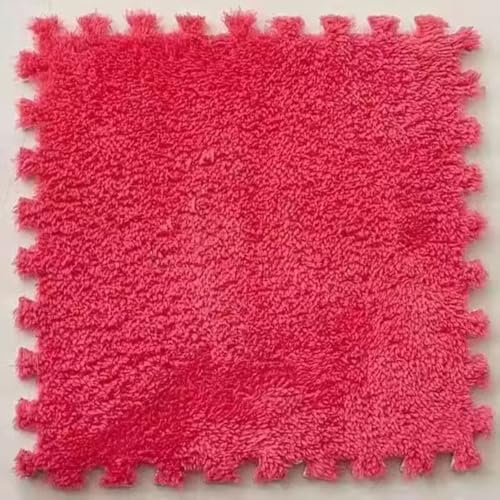 ouxei 30 Stück 12" X 12" X 1cm Weiche Plüsch-Fußmatten Aus Ineinandergreifendem Schaumstoff Mit Rändern Für Die Heimdekoration(Red) von ouxei