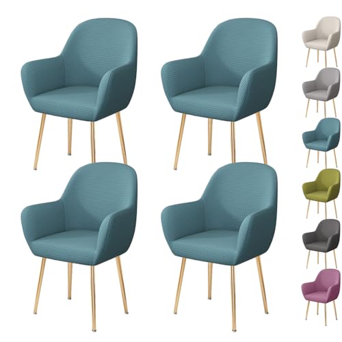 ouxei 6er-Set/4er-Set/2er-Set, Dehnbare Stuhlhussen Für Esszimmerstühle Mit Armlehnen, Gebogener Rückenlehne – Schutz Für Die Küchenbar(Blue 4pcs) von ouxei