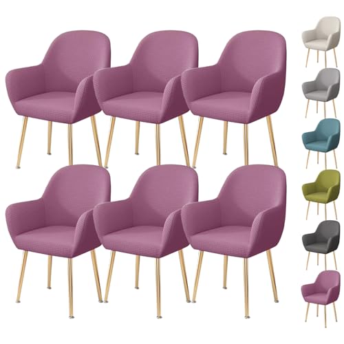 ouxei 6er-Set/4er-Set/2er-Set, Dehnbare Stuhlhussen Für Esszimmerstühle Mit Armlehnen, Gebogener Rückenlehne – Schutz Für Die Küchenbar(Purple 6pcs) von ouxei
