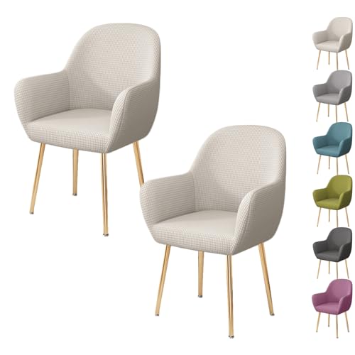 ouxei 6er-Set/4er-Set/2er-Set, Dehnbare Stuhlhussen Für Esszimmerstühle Mit Armlehnen, Gebogener Rückenlehne – Schutz Für Die Küchenbar(White 2pcs) von ouxei