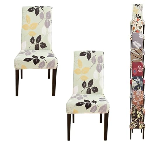 ouxei Bedruckte Stuhlhussen „Parson“, 4er-/6er-Set, Waschbar, Dehnbar, Abnehmbar, Für Esszimmer/Hotel(A 2pcs) von ouxei