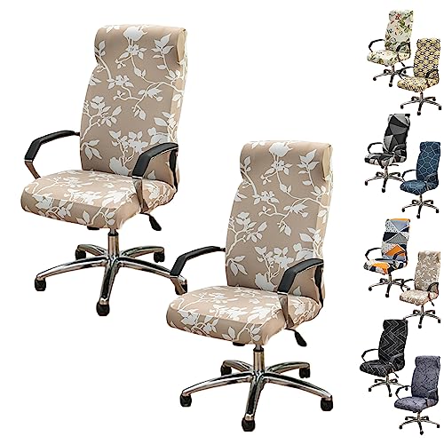 ouxei Bedrucktes Stretch-Bezugsset Für Bürodrehstühle – Schonbezüge Für Gaming-/Schreibtischstühle Mit Hoher Rückenlehne Und Reißverschluss (1/2/4/6 Stück)(F 2pcs,Large) von ouxei