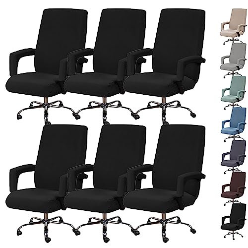 ouxei Bezugsset Für Computer-Drehstuhl Mit Hoher Rückenlehne (1/2/4/6 Stück), Waschbarer Einteiliger Gaming-Bürostuhlbezug Mit Armlehnen-Reißverschluss(Black 6pcs,X-Large) von ouxei