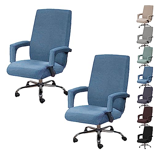 ouxei Bezugsset Für Computer-Drehstuhl Mit Hoher Rückenlehne (1/2/4/6 Stück), Waschbarer Einteiliger Gaming-Bürostuhlbezug Mit Armlehnen-Reißverschluss(Blue 2pcs,X-Large) von ouxei