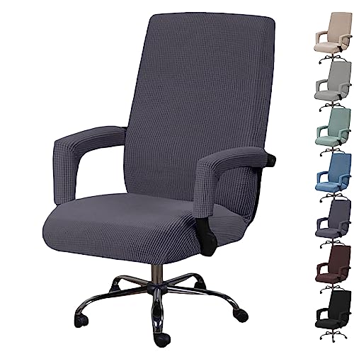 ouxei Bezugsset Für Computer-Drehstuhl Mit Hoher Rückenlehne (1/2/4/6 Stück), Waschbarer Einteiliger Gaming-Bürostuhlbezug Mit Armlehnen-Reißverschluss(D Gray 1pcs,X-Large) von ouxei