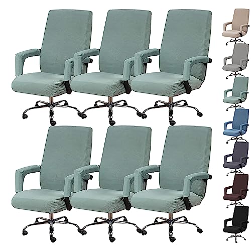 ouxei Bezugsset Für Computer-Drehstuhl Mit Hoher Rückenlehne (1/2/4/6 Stück), Waschbarer Einteiliger Gaming-Bürostuhlbezug Mit Armlehnen-Reißverschluss(Green 6pcs,Large) von ouxei