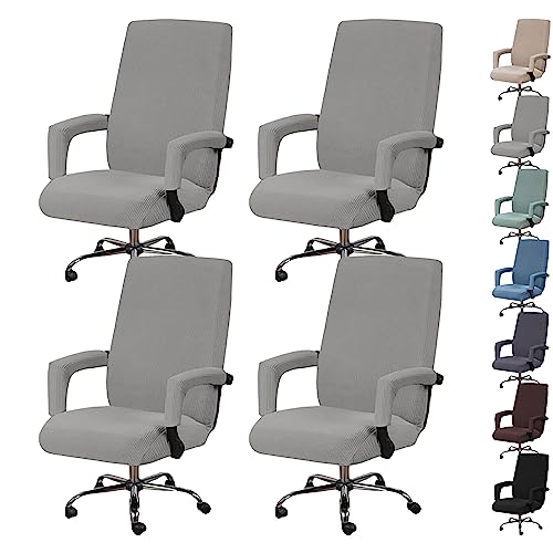 ouxei Bezugsset Für Computer-Drehstuhl Mit Hoher Rückenlehne (1/2/4/6 Stück), Waschbarer Einteiliger Gaming-Bürostuhlbezug Mit Armlehnen-Reißverschluss(Grey 4pcs,X-Large) von ouxei