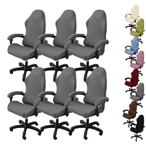 ouxei Bürostuhlbezüge Aus Kariertem Stoff – Dehnbare, Waschbare Schoner Für Gaming-Drehstühle Mit Armlehnen(F 6pcs) von ouxei