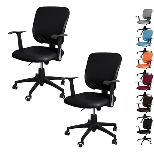 ouxei Bürostuhlbezug Aus PU-Leder – Dehnbarer, Wasserdichter Schonbezug Für Computer-Schreibtischstühle – Geteiltes Design(Black 2pcs) von ouxei