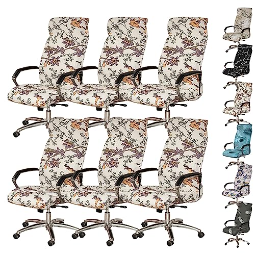 ouxei Bürostuhlbezug-Set Mit 1/2/4/6 Stück – Einfach Anzubringende, Dehnbare Drehbezüge Für Computer-/Gaming-/Chefstühle(C 6pcs,Medium) von ouxei