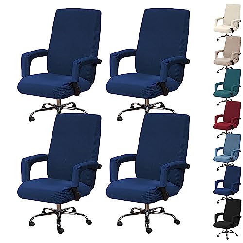ouxei Bürostuhlbezug-Set Mit Hoher Rückenlehne (1/2/4/6 Stück) – Verdickter Schonbezug Für Drehstühle Mit Reißverschluss(D Blue 4pcs,X-Large) von ouxei