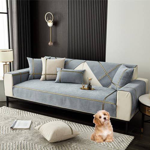 ouxei Chenille Moderner L-förmiger Sofabezug, rutschfest, Für 1-4 Sitzer,(Grey,90 * 90cm/35.4 * 35.4in) von ouxei