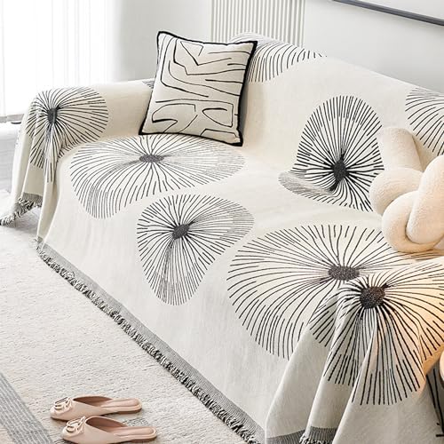 ouxei Chenille-Sofabezug – Waschbarer, Wendbarer Schonbezug Für 3-Sitz-Sofas, Haustierfreundlicher Kratzschutz(Black,180 * 180cm/71 * 71in) von ouxei