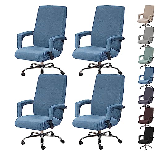 ouxei Computer-Drehstuhlbezug-Set Mit 1/2/4/6, Schonbezüge Mit Hoher Rückenlehne Und Reißverschluss Für Gaming-Bürostühle(Blue 4pcs,X-Large) von ouxei