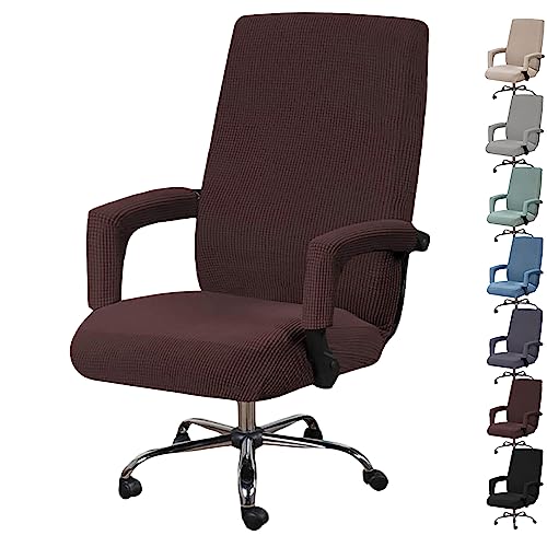 ouxei Computer-Drehstuhlbezug-Set Mit 1/2/4/6, Schonbezüge Mit Hoher Rückenlehne Und Reißverschluss Für Gaming-Bürostühle(Brown 1pcs,X-Large) von ouxei