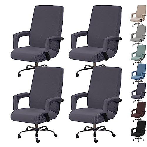 ouxei Computer-Drehstuhlbezug-Set Mit 1/2/4/6, Schonbezüge Mit Hoher Rückenlehne Und Reißverschluss Für Gaming-Bürostühle(D Gray 4pcs,Large) von ouxei